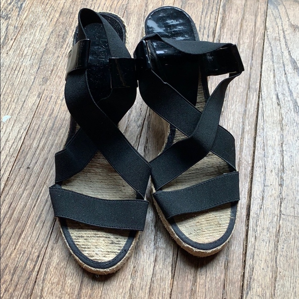 Wedge woven heels